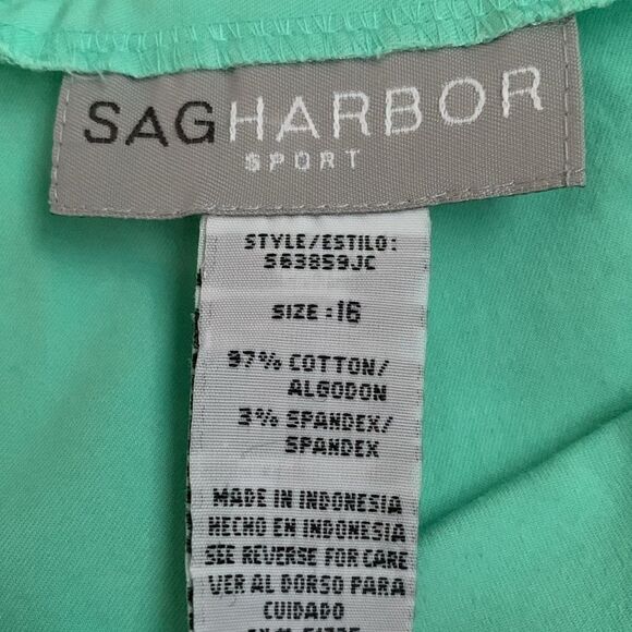 Sag & Harbor Sport Mint Green Cropped Pants with Striped Belt Size 16 - Picture 10 of 10